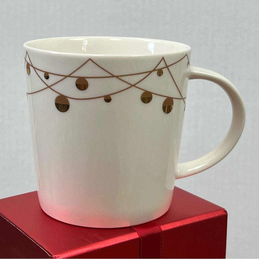 Starbucks Holiday Christmas String of Gold Ornaments Coffee Mug